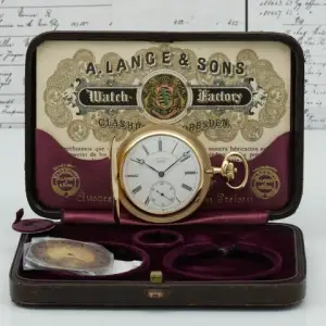 A. Lange & Söhne A. Lange & Söhneneuwertige Qualität 1A Tresoruhr 18k Gold mit Original Etui und Papiere 1917