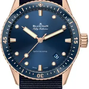 Blancpain Blancpain Fifty Fathoms 5000 36S40 NAOA 43mm Rose gold Blue