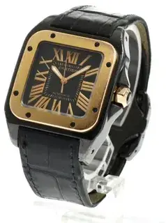 Cartier Cartier Santos W2020007 33mm Rose gold and Stainless steel Black