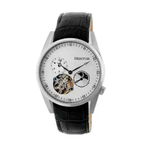 Heritor Heritor Automatic Alexander Semi-Skeleton Leather-Band Watch