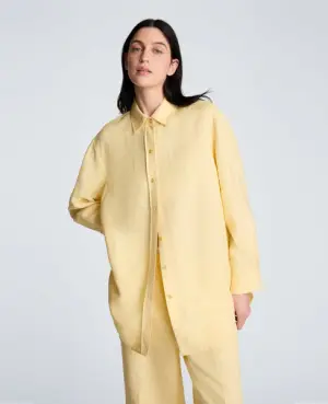 Kenneth Cole Refined Linen Drop Shoulder Button Down Boyfriend Shirt