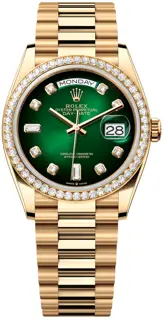 Rolex Rolex Day-Date 128348RBR-0035 36mm Yellow gold Green
