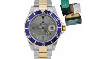 Rolex Submariner 16613 Silver Serti