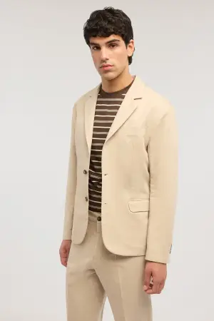 Trussardi Single-breasted blazer in linen and cotton