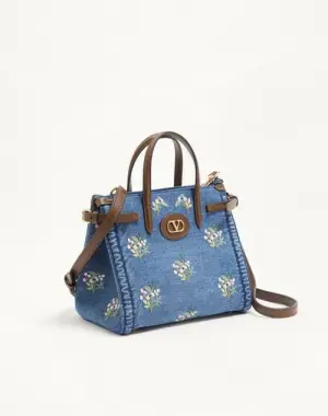 Valentino Valentino Garavani Antibes Kleine Bestickte Einkaufstasche Aus Denim