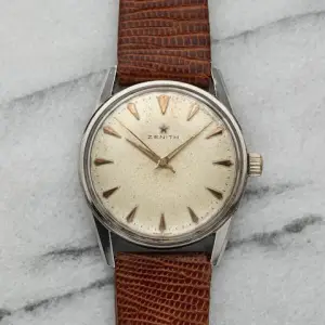 Zenith ZenithVintage 1960s Silver Dial Rose Gold Hour Marker Manual Wind 34mm Case.